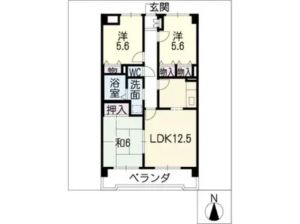グランドマンション(3LDK/4階)の間取り写真
