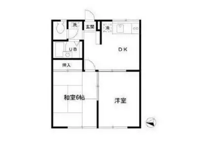 エステートピア林間Ⅱ(2DK/1階)の間取り写真