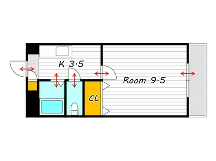 フォレスト東古松(1K/3階)の間取り写真