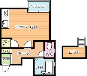 クレッシェンド西南(ワンルーム/2階)の間取り写真