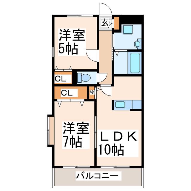 コーポ光の森(2LDK/2階)の間取り写真