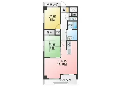 フローリッシュ・KSビル(2LDK/5階)の間取り写真