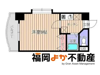 ラフィネ美野島(1K/6階)の間取り写真