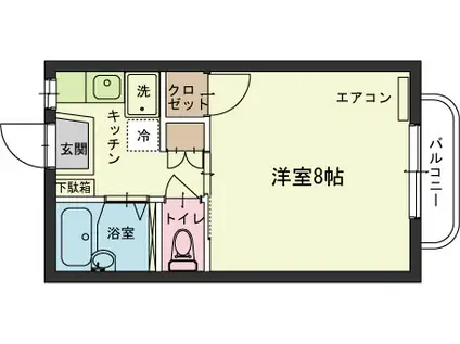 アース A(1K/2階)の間取り写真