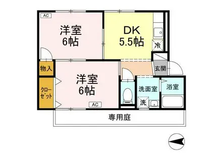 ポニーズハイム(2DK/1階)の間取り写真