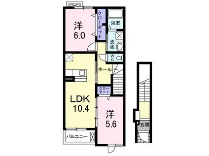 セレノ カーサ(2LDK/2階)の間取り写真
