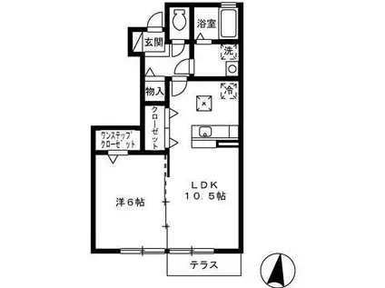 ルーチェⅠ(1LDK/1階)の間取り写真