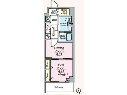 ARKMARKお花茶屋(1DK/1階)の間取り写真