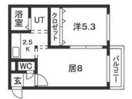 ブランノワール円(1LDK/2階)の間取り写真