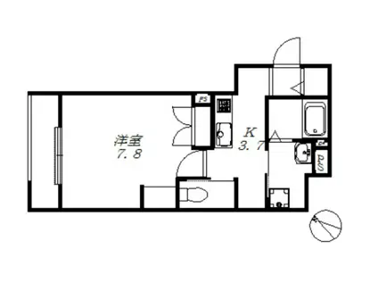 グランドゥール浦和(1K/1階)の間取り写真