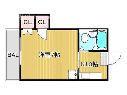 ケンズ都島(1K/3階)の間取り写真