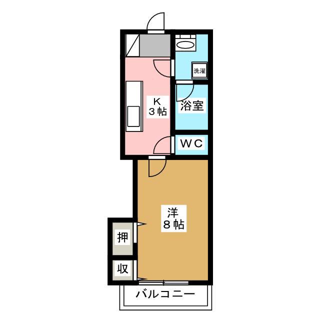 フレンドリーハイツ紺屋(1K/2階)の間取り写真