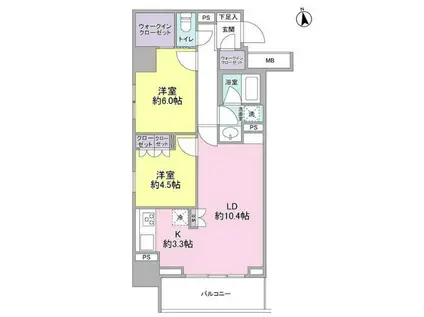 スタイリオ品川中延(2LDK/12階)の間取り写真