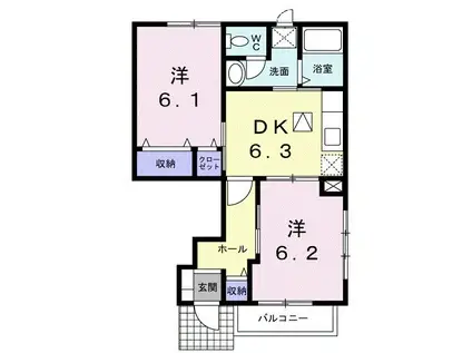 サンライトプリティー(2DK/1階)の間取り写真