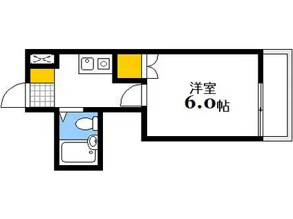 サンコーポ大宮(1K/6階)の間取り写真