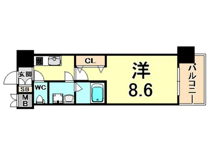 ショコラ ヒルズ(1K/1階)の間取り写真
