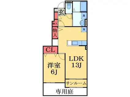 メゾン・カルム・シス(1LDK/1階)の間取り写真