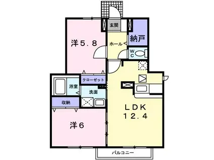 エステート草加第弐館(2LDK/1階)の間取り写真