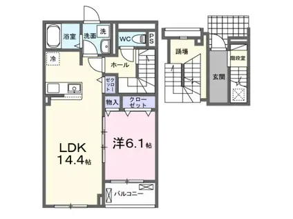 メゾン・サクラメントサウス(1LDK/3階)の間取り写真