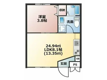 プライムテラス鶴ヶ峰(1LDK/1階)の間取り写真