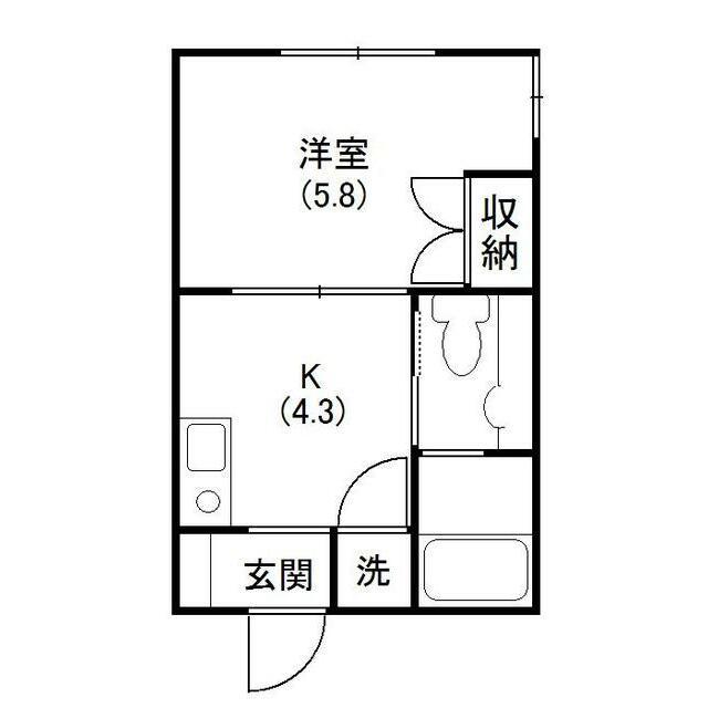 銀河ハイツ(1K/1階)の間取り写真