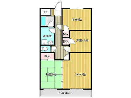 シティコート浜田(3DK/2階)の間取り写真