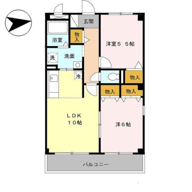 モナーク・コート(2LDK/3階)の間取り写真