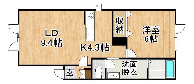 ラフィーネA(1LDK/2階)の間取り写真