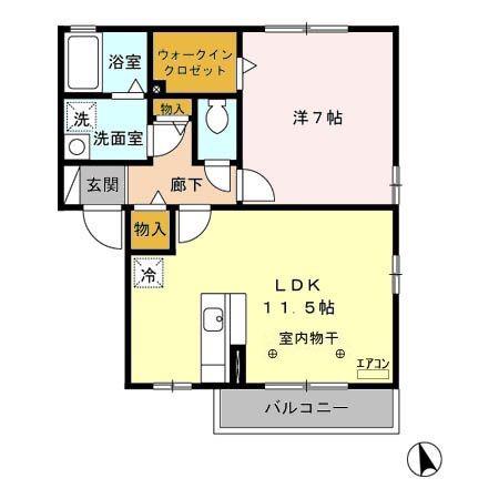 メイプルリーフ A(1LDK/2階)の間取り写真