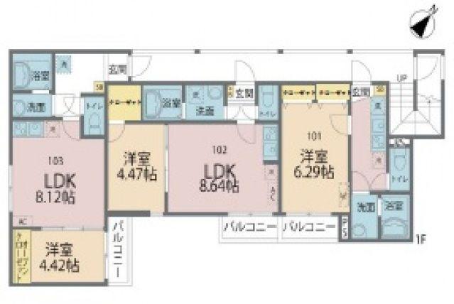 カインドネス上福岡(1LDK/2階)の間取り写真