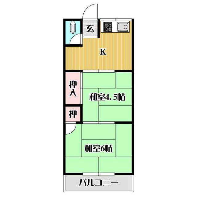 ＪＲ東海道本線 長岡京駅 徒歩7分 2階建 築55年(2K/2階)の間取り写真