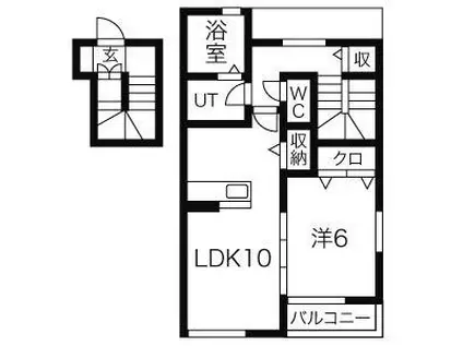 ＪＲ宇都宮線 間々田駅 徒歩10分 2階建 築13年(1LDK/2階)の間取り写真