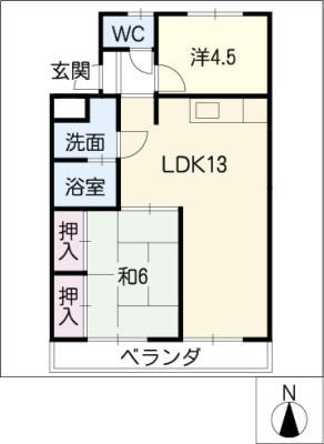 マンション緑黒石B棟(2LDK/3階)の間取り写真