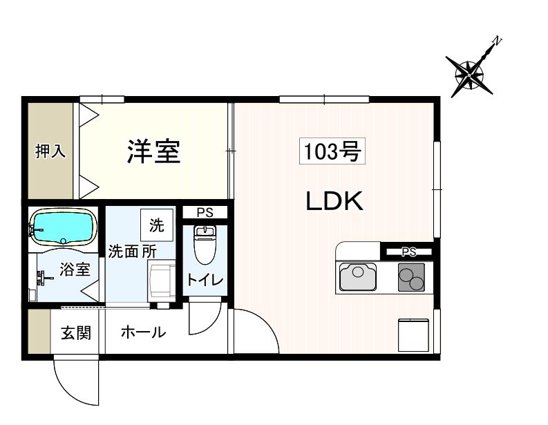 CHATON シャトン(1LDK/1階)の間取り写真