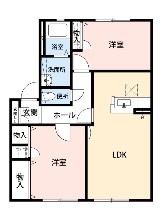 エスペランサ(2LDK/1階)の間取り写真
