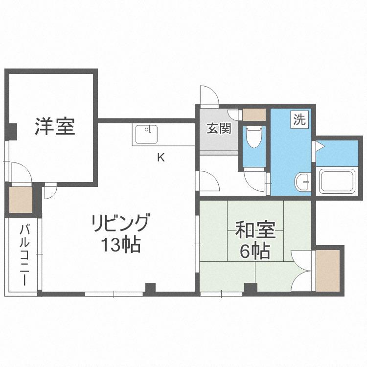 サザンパレス(2LDK/3階)の間取り写真