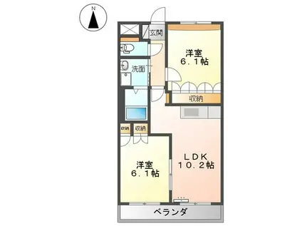 グリーンロック(2LDK/2階)の間取り写真