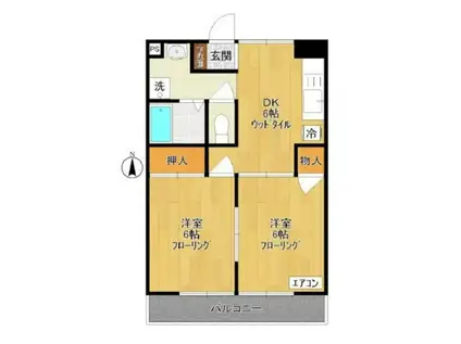 ハイライズKI(2DK/3階)の間取り写真