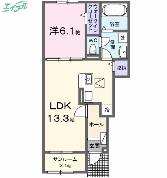 エスポワール昴A(1LDK/1階)の間取り写真