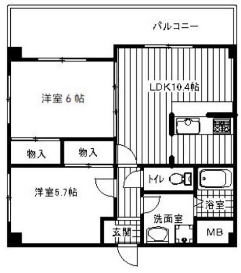 ノーマンヒルズ(2LDK/2階)の間取り写真