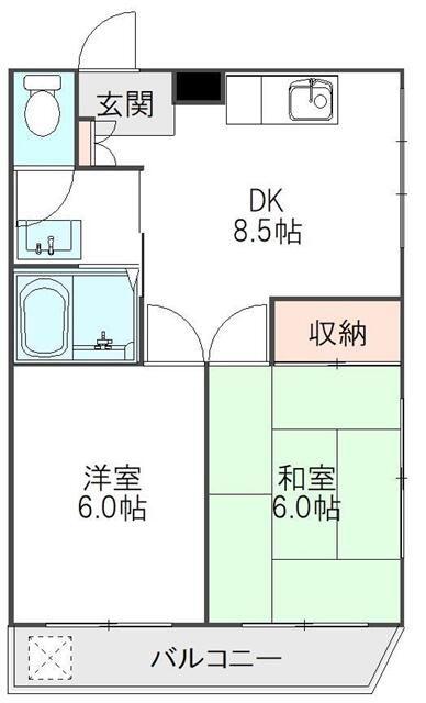 プランドールウエダ(2DK/3階)の間取り写真