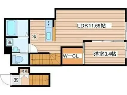 グランヴィラ八本松(1LDK/2階)の間取り写真