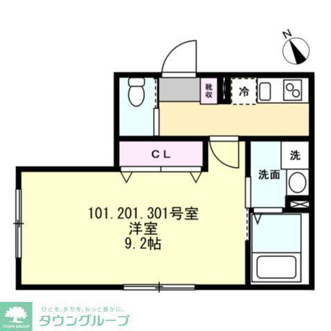 FELICE相模原(1K/3階)の間取り写真