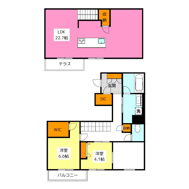 シャーメゾンリュクス大濠(2LDK/2階)の間取り写真