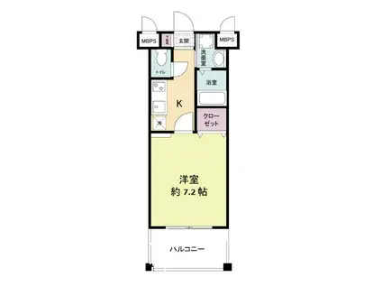 レジディア博多II(1K/4階)の間取り写真