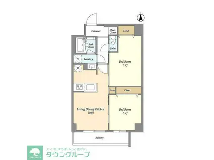 グランカーサ尾久(2LDK/4階)の間取り写真