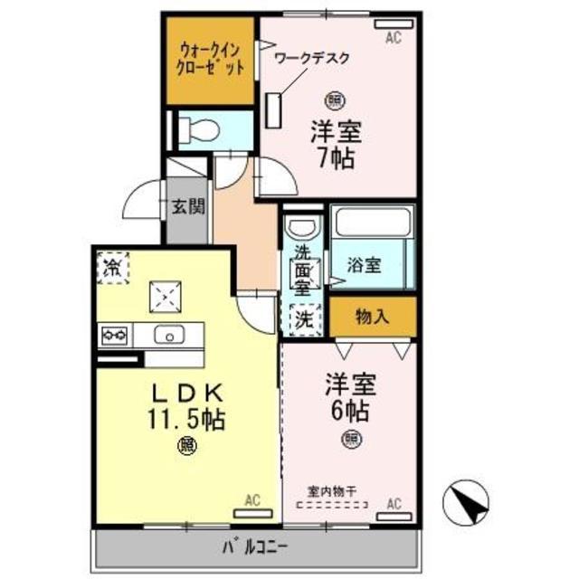D-FARM加納(2LDK/1階)の間取り写真