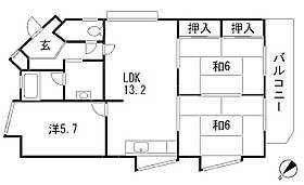 サンシティ三萩野(3LDK/2階)の間取り写真