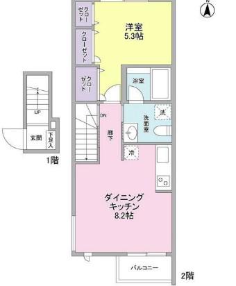 プレジール駒沢(1LDK/2階)の間取り写真