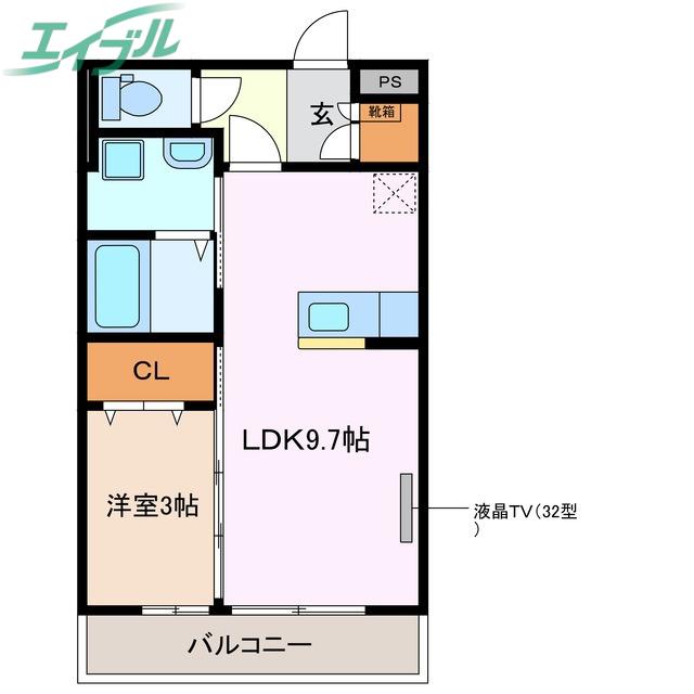 ニエット(1LDK/2階)の間取り写真